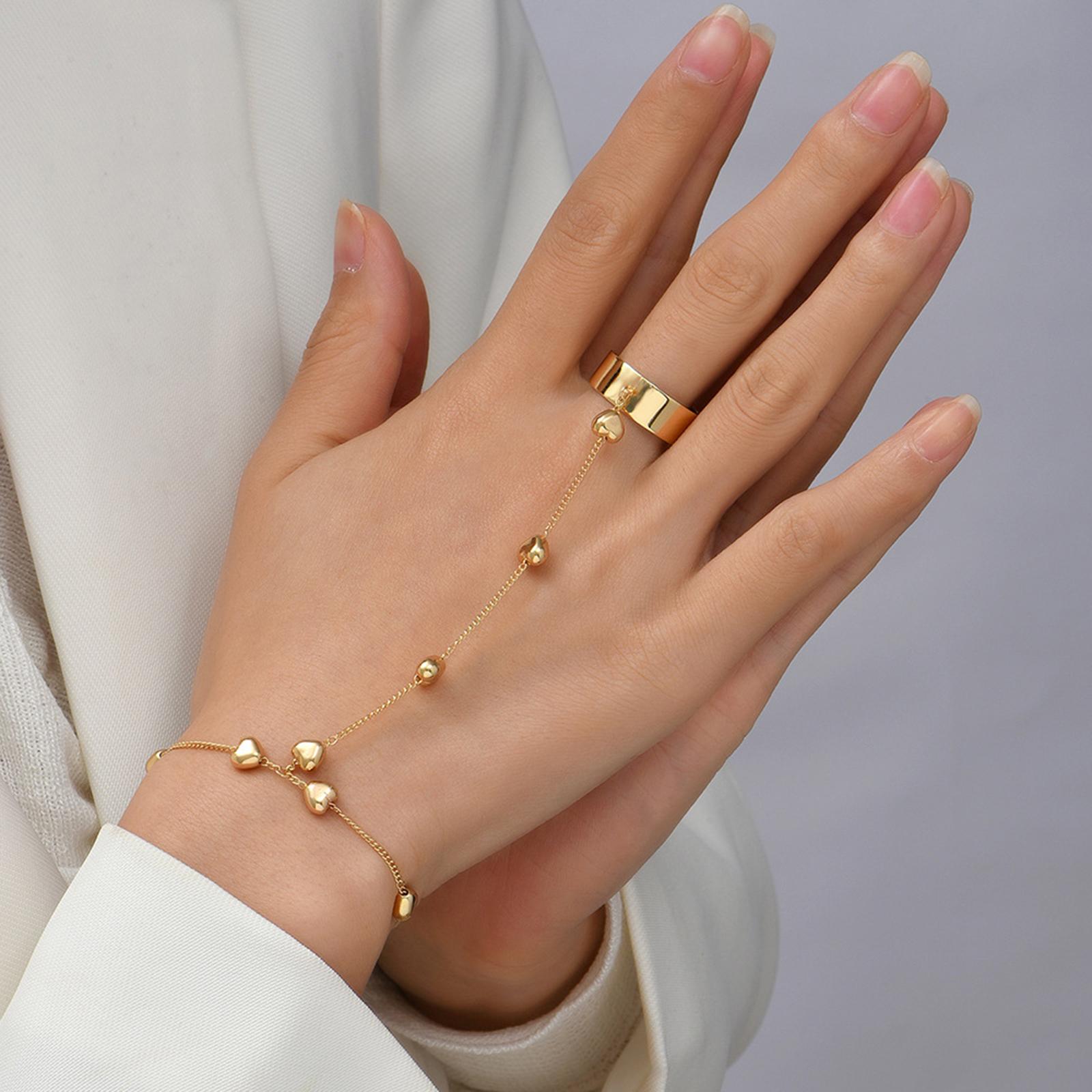 Finger Ring Bracelet Golden Connected 