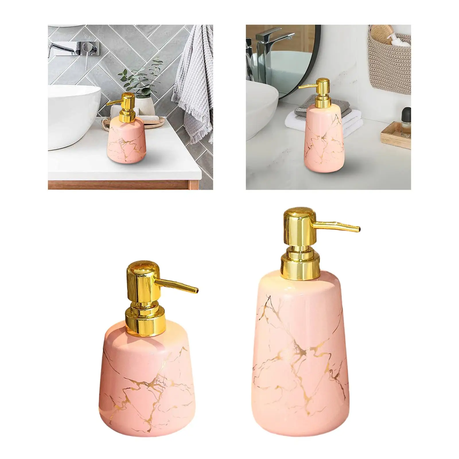 Soap Dispenser Pump Press Bottle Ceramic Marble Pattern Shower Soap Dispenser for Countertop Bathroom Hotel Laundry Household