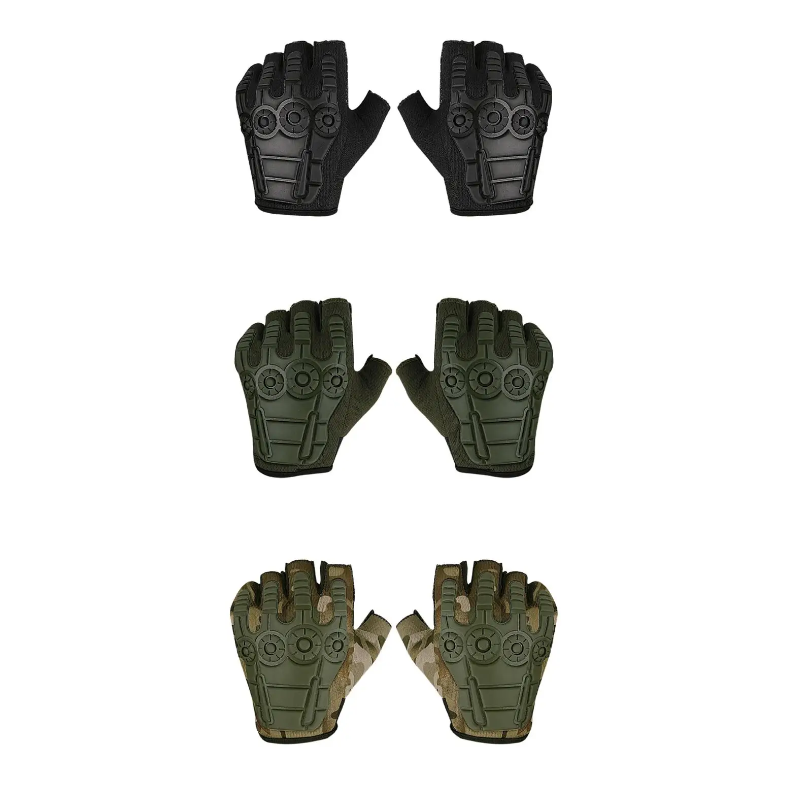 Outdoor Fingerless Gloves Anti Slip Cycling Gloves Mittens Half Finger Gloves for Adults Unisex Men Women Riding Running Driving