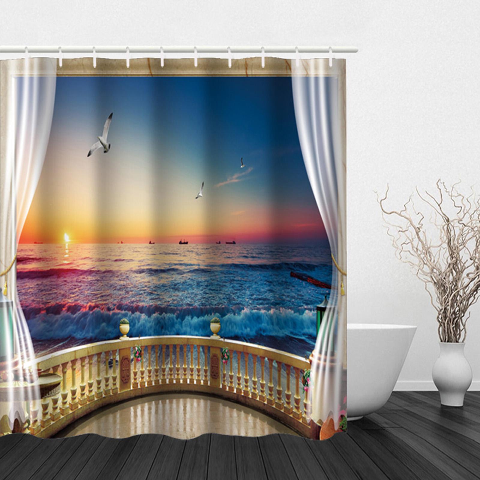 Polyester Fabric Bathroom Shower Curtain Digitally Printed Shower Curtain for Doormat Farmhouse