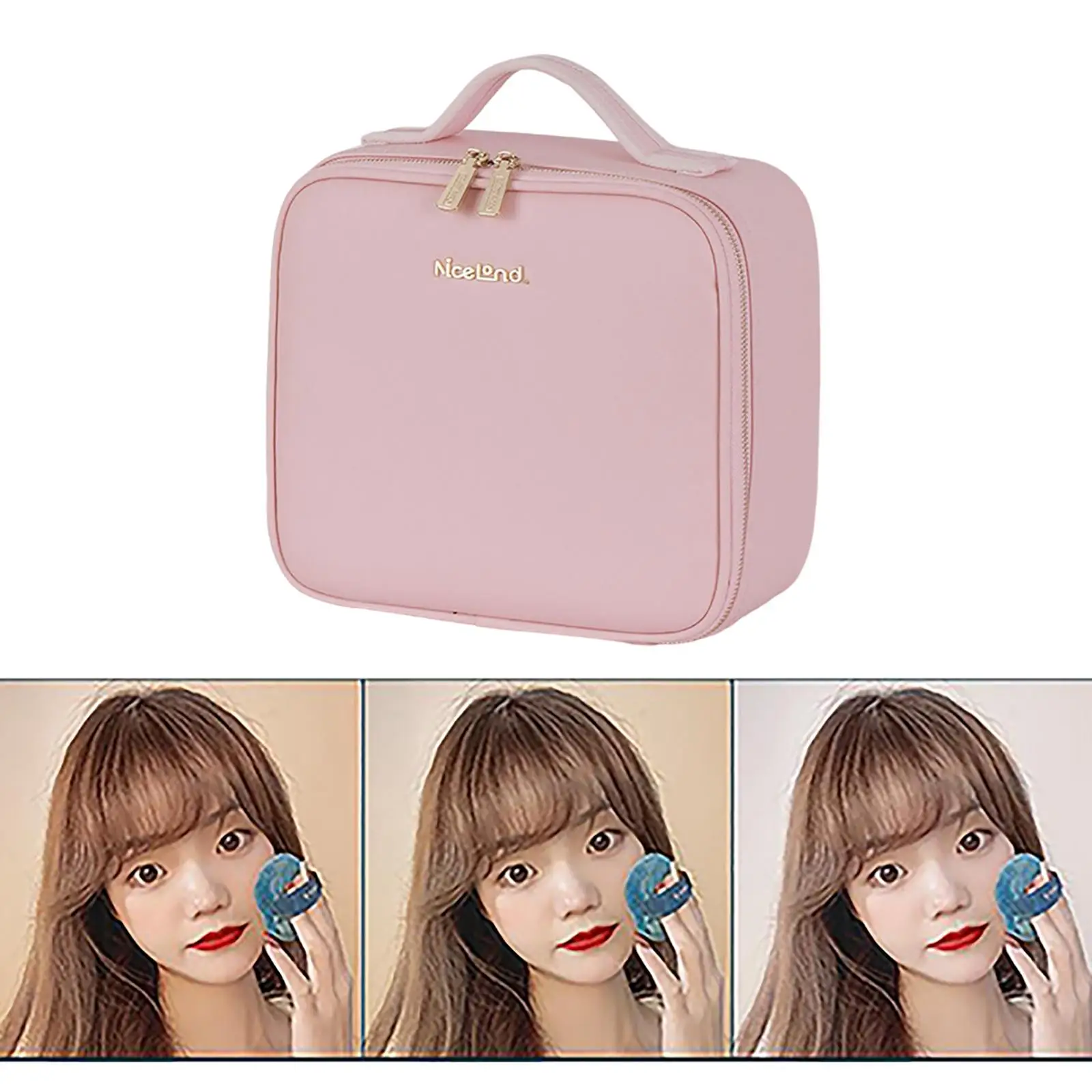Train Makeup Case with LED Mirror Adjustable Dividers Beauty Box for Toiletry Makeup Brushes Cosmetics Organizer