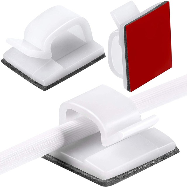 Lot De 60 Supports De Câble - Clips Transparents Autocollants Pour