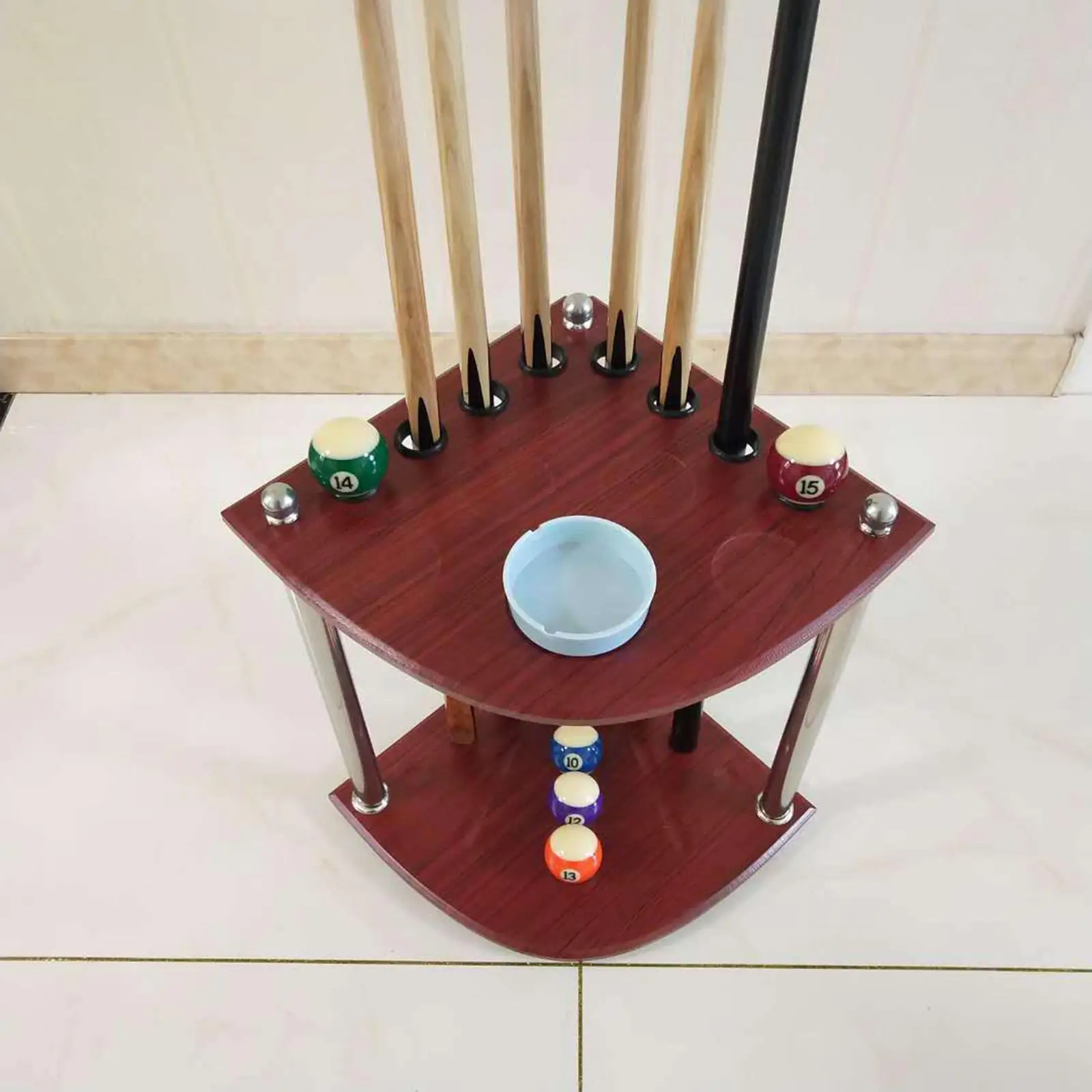 Portable Billiard Pool  Rack Corner  Holder Storage Holder Floor Stand Pool Table Freestanding 8 Hole for Game Room Clubs