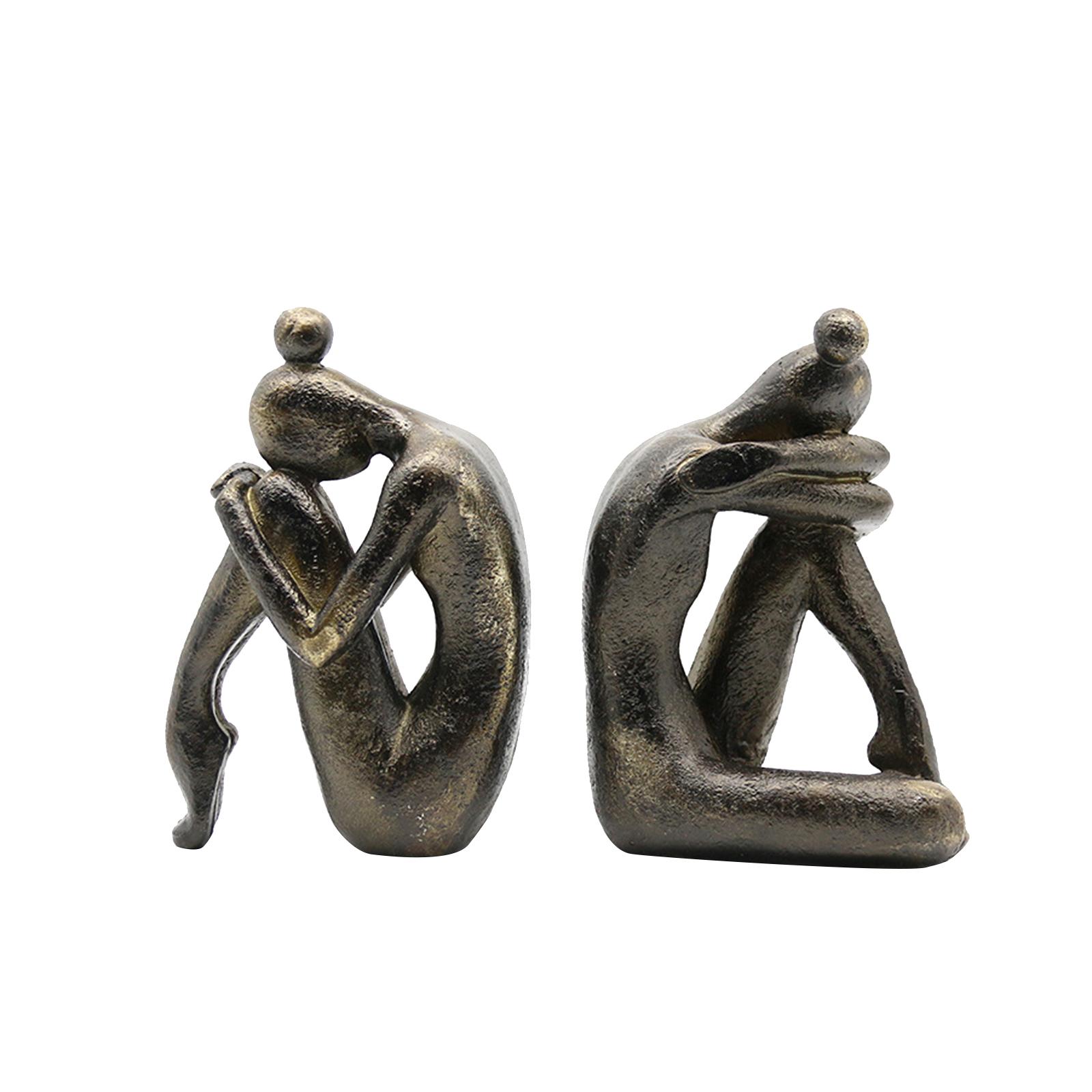 Thinker Bookends Living Room Bookshelf Resin Book Ends Female Book Stand Nordic Ornament Sculpture Desktop Bookends for Shelves