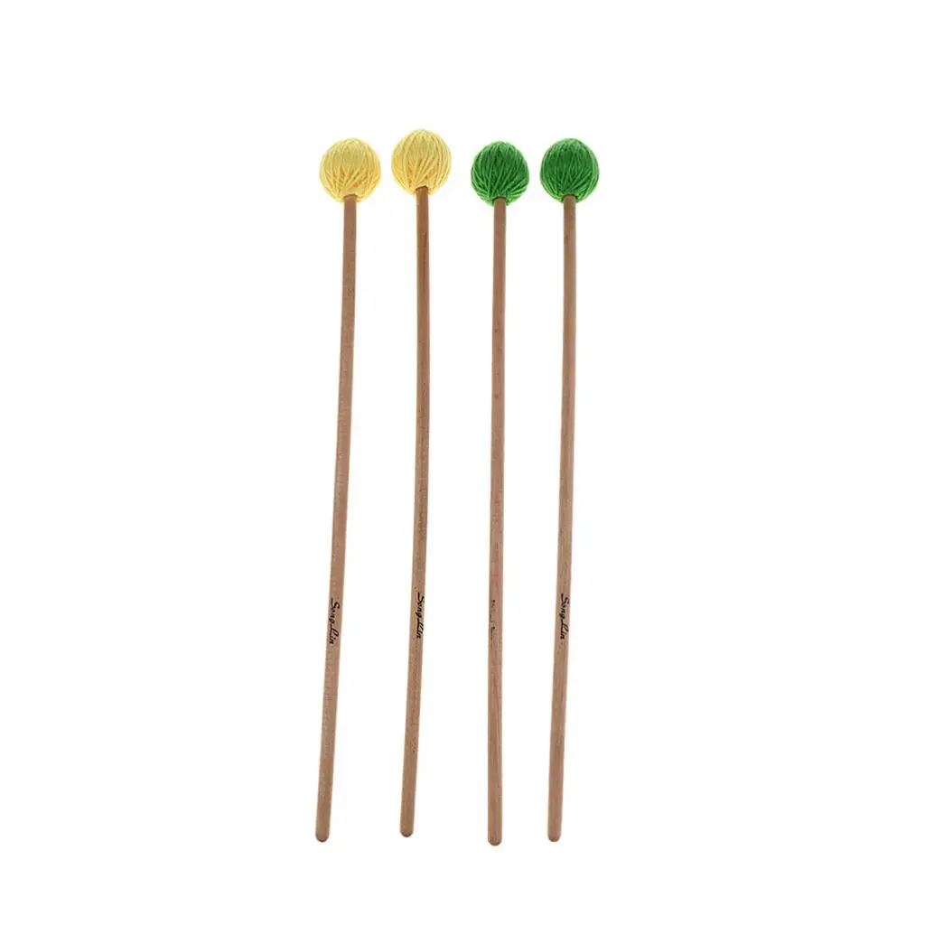 1 Pair of Marimba Mallets Sticks with Wood Handle for Musical Percussion Parts Accessories