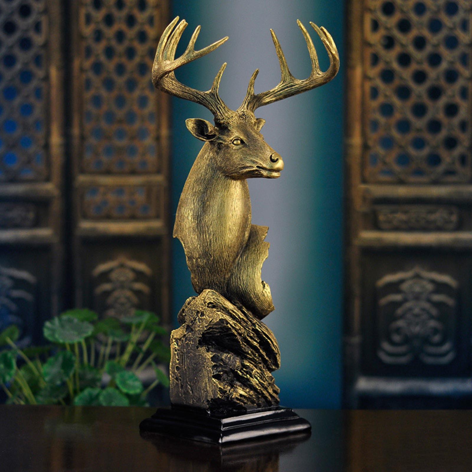 Resin Reindeer Sculptures Shelf Ornaments for Office Study Room Handmade Crafts Accessories Home Furnishing Decorative