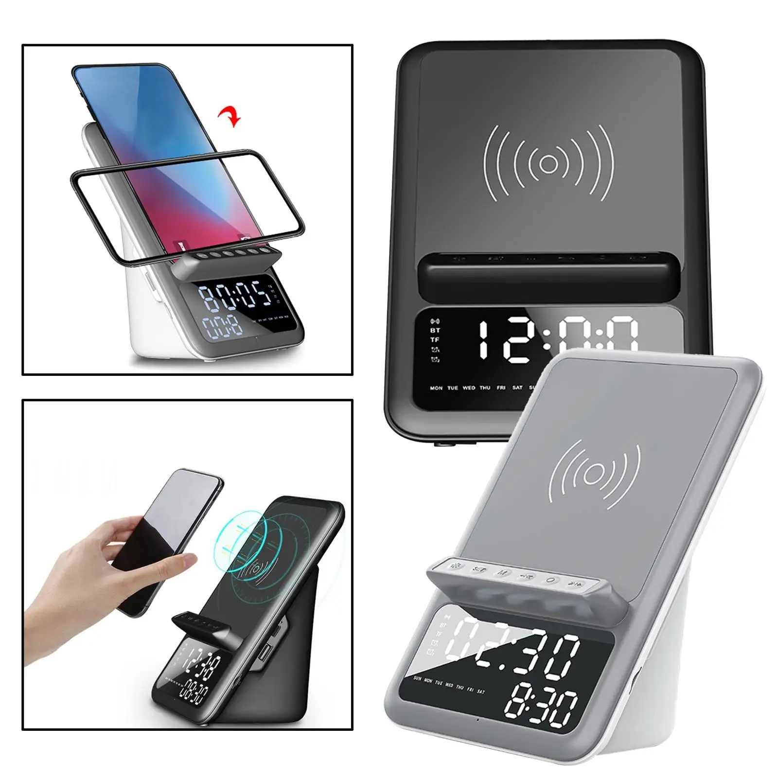 Digital Alarm  Clock FM Radio Bluetooth Speaker Charger