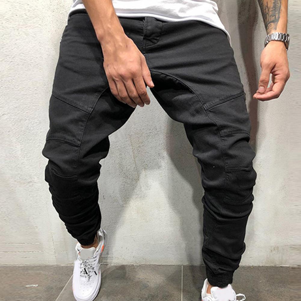 Elastic Waist Slim Hip-hop Sports Men Pants Pencil Multi Pockets Harem Joggers Pants Streetwear_voghion.com