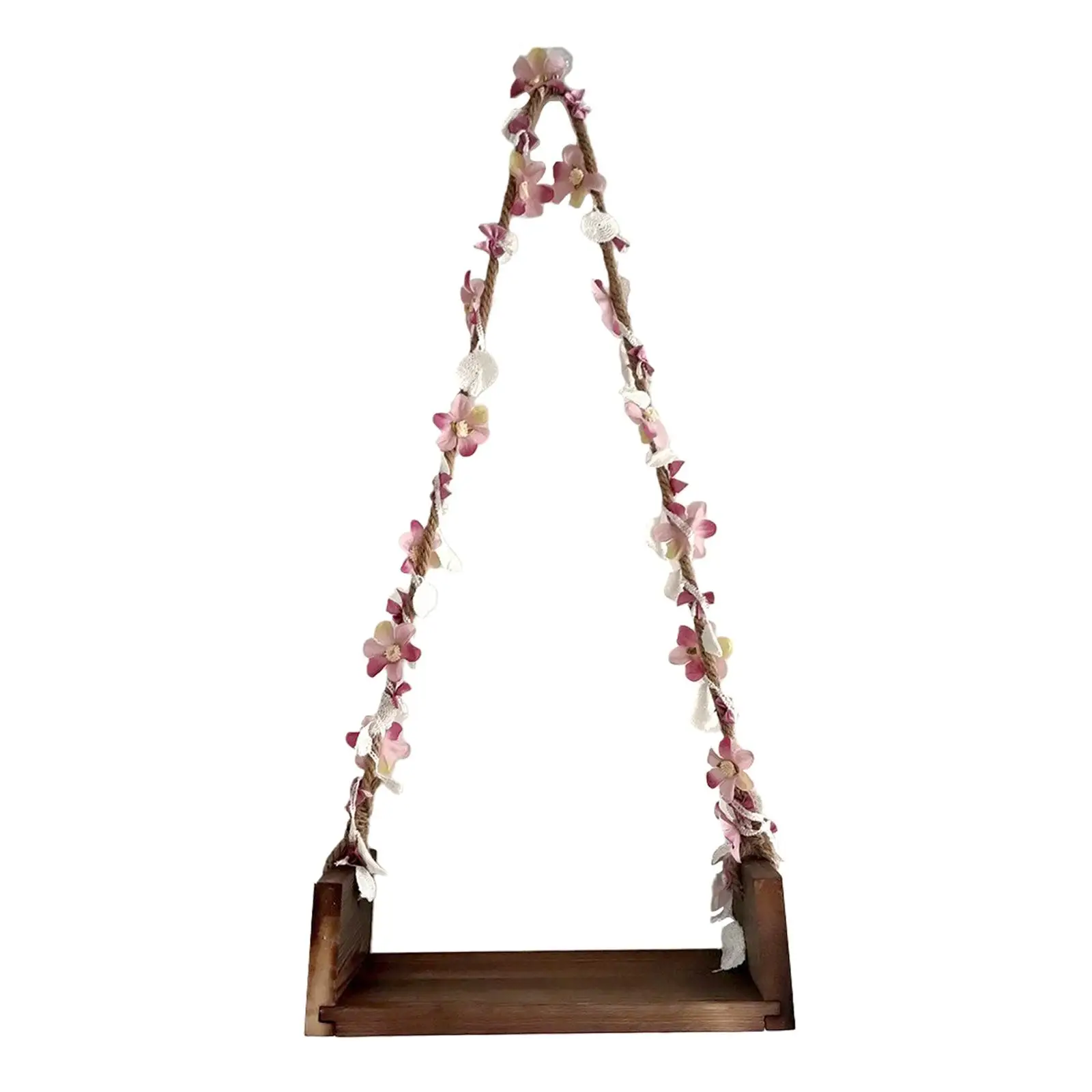 Wooden Swing Seats Photo Posing Aid with Flower Vine for Infants Baby Boys