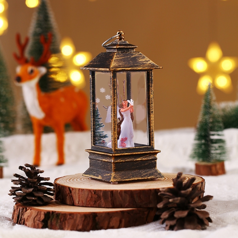 Weihnachten Glitzernde Laterne Handheld LED Nacht Licht Öl Lampe Hause Dekoration B03E – Detail 2