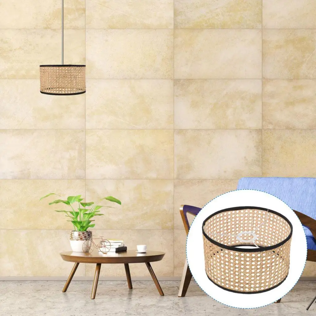Rattan Lampshade Weaving Rustic  Shade Natural for Hallway Patio Corridor Ceiling