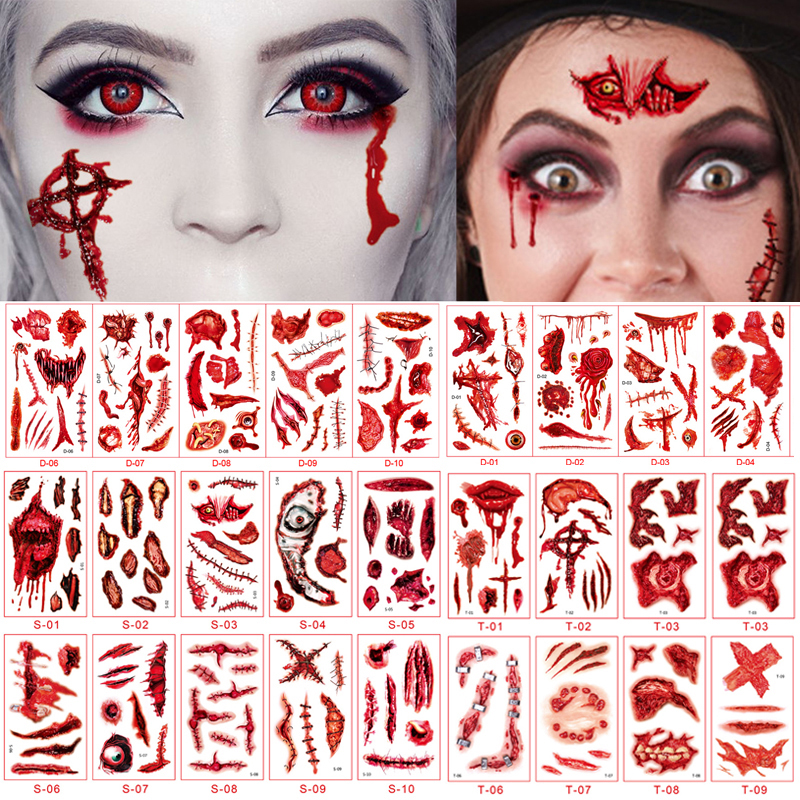 Best of Day Of The Dead Halloween Tattoos Stickers Temporary Bloodstain Wound Costume Party Festival Celebration Make Up Arm Face Tattoo Reviews & Tips