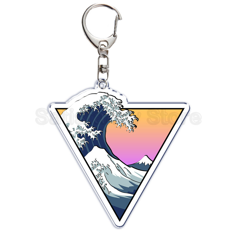 Retro Art Die Große Welle von Kanagawa Keychain Schlüssel Kette für Zubehör Nette Tasche Anhänger Schlüssel Ring Schmuck Geschenk – Detail 5