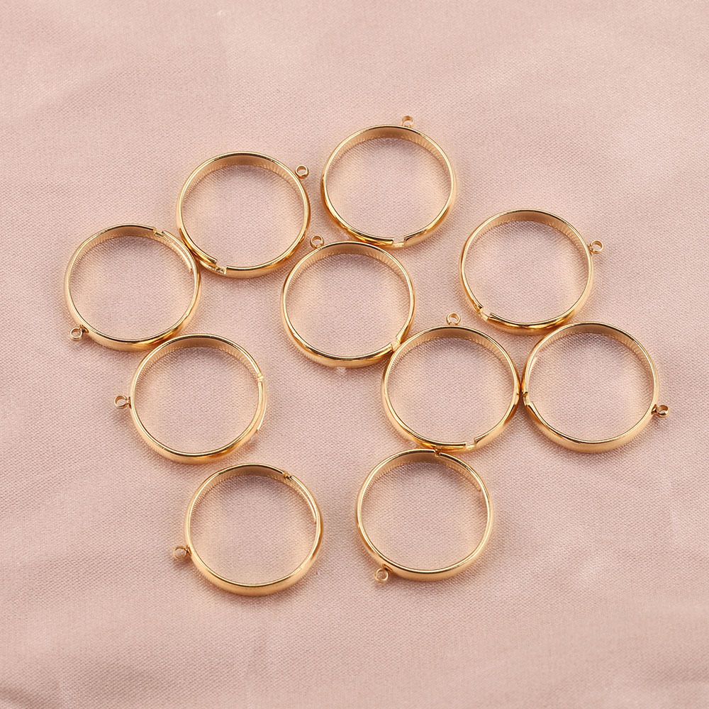 10 stücke Gold-Platte Edelstahl Offene Flugzeug Ring Einstellungen Einstellbare Sturz Ringe Mit Loch für DIY Schmuck Machen liefert – Detail 8