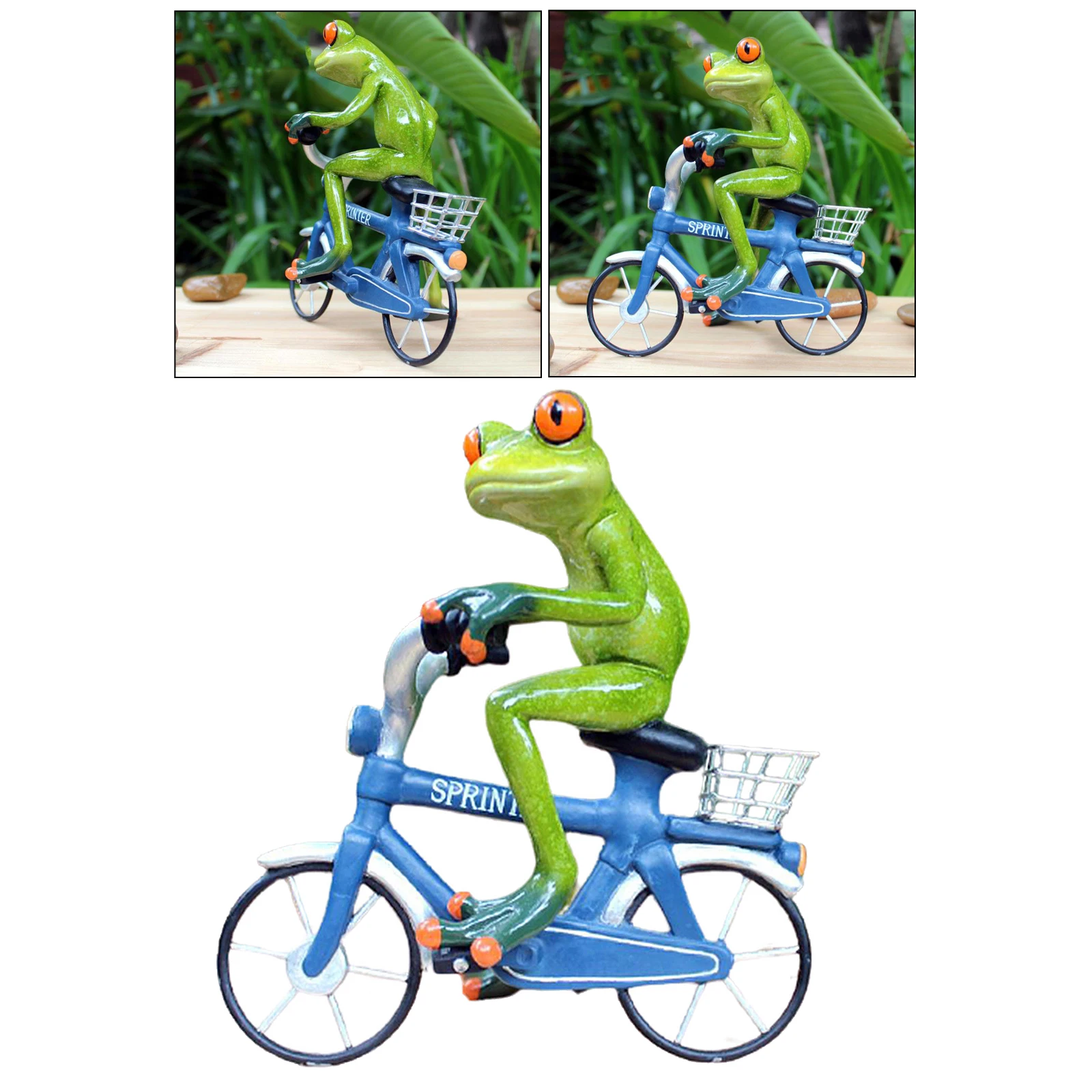 Creative Resin Frog Bicycle Cycling Sculpture Frog Figurine Collectibles Animal Crafts Statue for garden and home Decor
