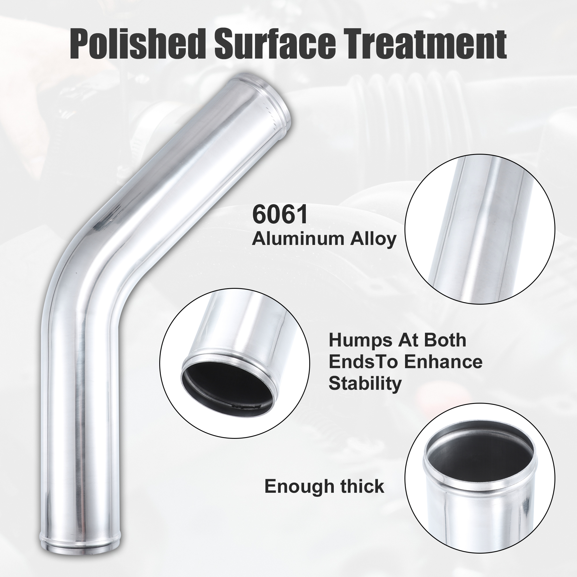 UXCELL 45-Grad-Ladeluftkühlerrohr, 63 mm, 70 mm, 76 mm Außendurchmesser, 300 mm, 500 mm langes Aluminiumlegierungsrohr, Ladeluftkühlerrohr, Lufteinlassrohr – Detail 3