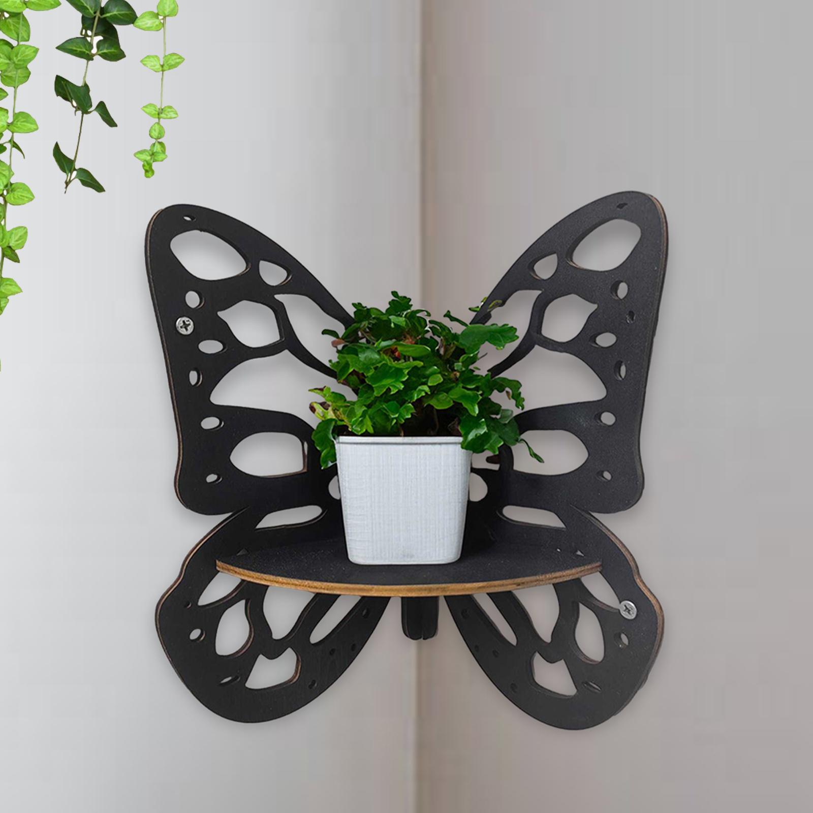 Butterfly Corner Shelf Wooden Floating Shelves for Bedroom Office Bathroom