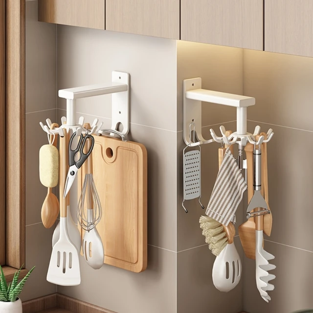 Estante para colgar cocina único con 10 ganchos giratorios, colgador  almacenamiento utensilios cocina, M4YD - AliExpress