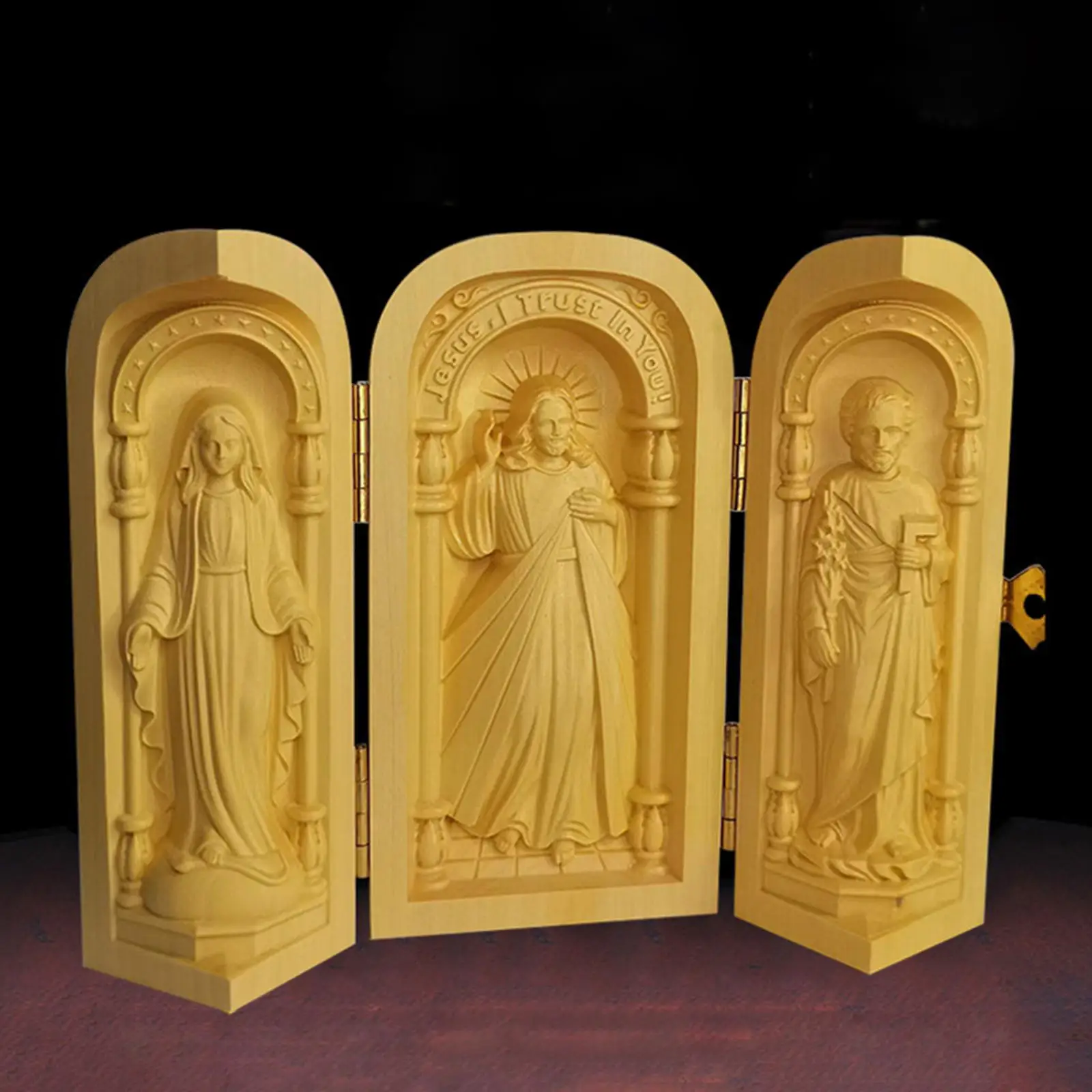 Wood Carving Ornaments Catholic Cardinal Ornament Religious Decor Catholic Relics for Desktop Living Room Home Office Collection