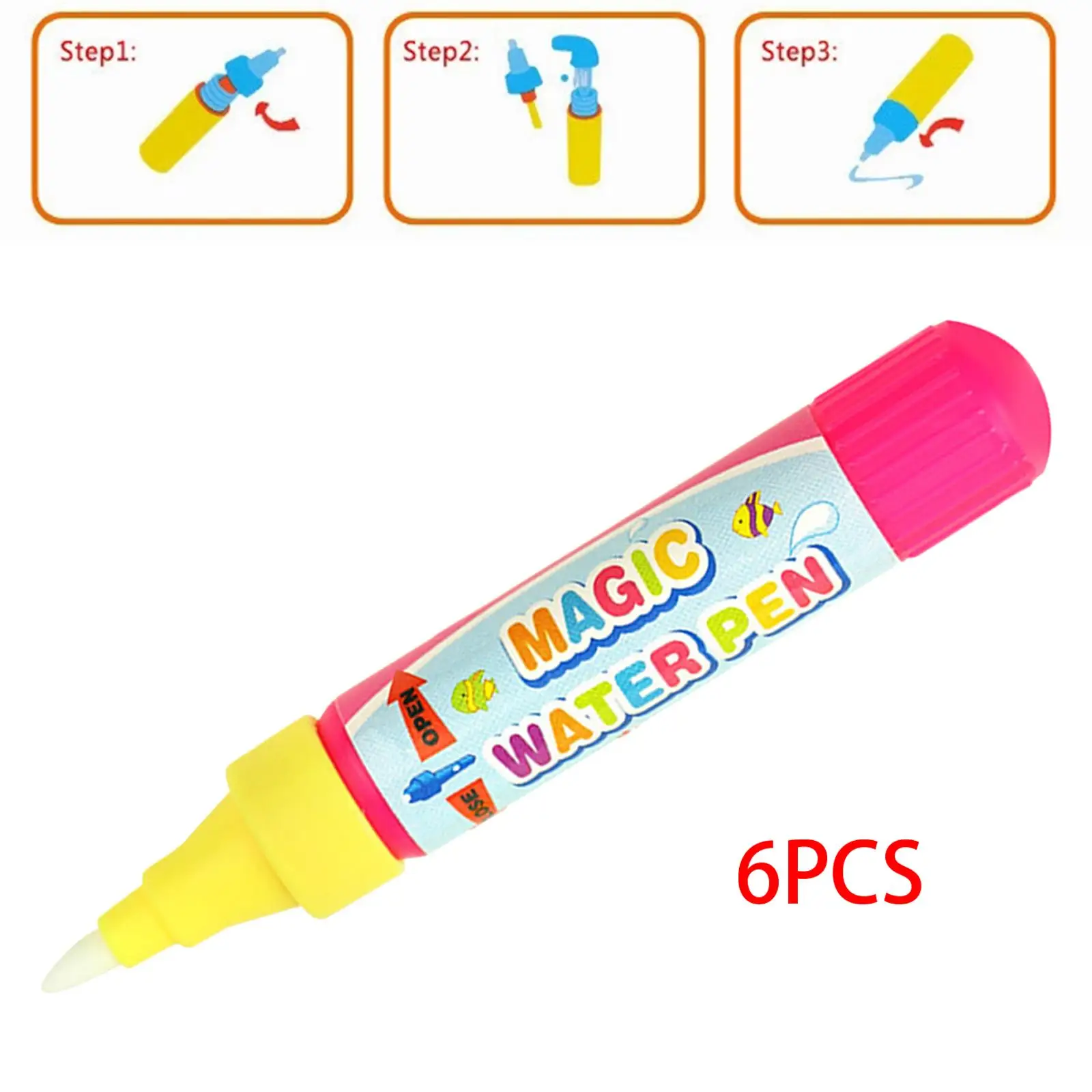 6Pcs Markers Pen Water Doodle Pens for Girls Boys Drawing Coloring Notebook