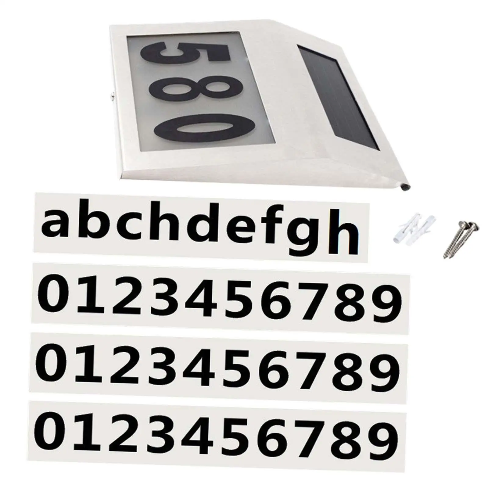 Solar House Number Sign Door Plate Wall Lights LED Illuminated Easy to Mount Wall Mounted for Home Outside Garden Yard Street