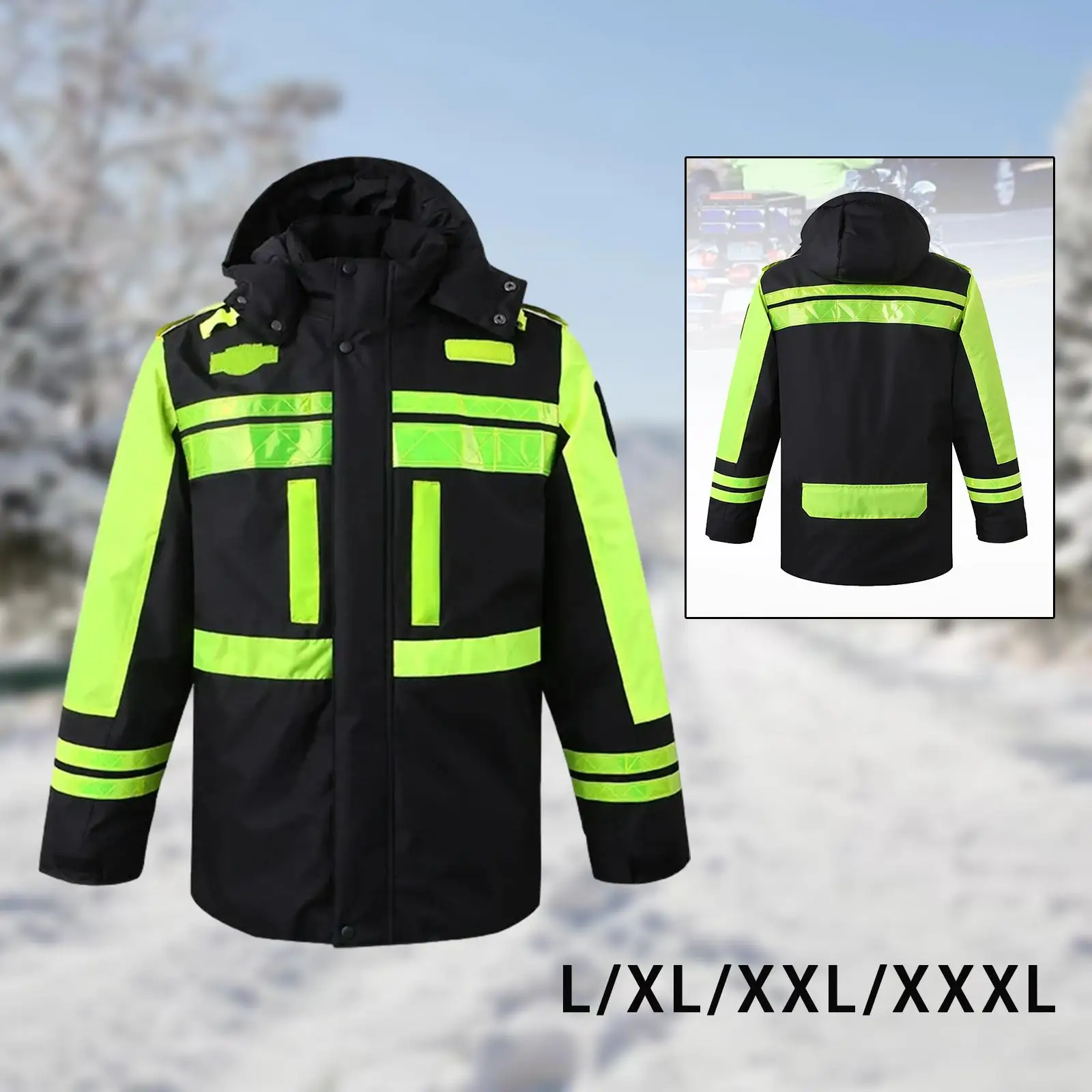 Winter Safety Jacket Rain Coat Warm Detachable Liner Reflective Work Jacket Construction Coat for Construction Cycling Bike