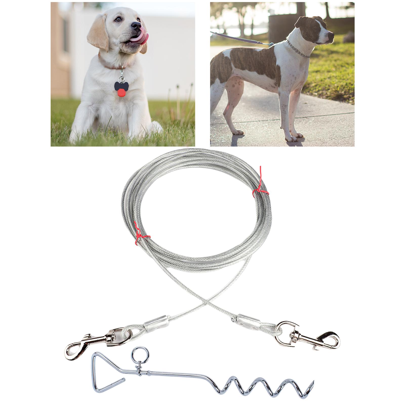 Dog Tie-Out and Stake Dogs Runner Cable Pet Leashes Wire Rope for Outdoor