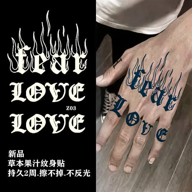 Punk mão volta tatuagem adesivos para homem mulher carta cruz arte à prova  dwaterproof água falso tatuagem duradoura adesivos casal tatuagem