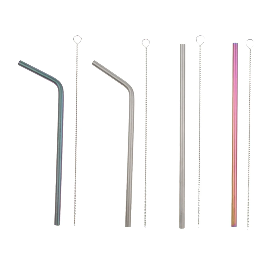 Strong Titanium Drinking Straw + Cleaning Brush Bent/Straight