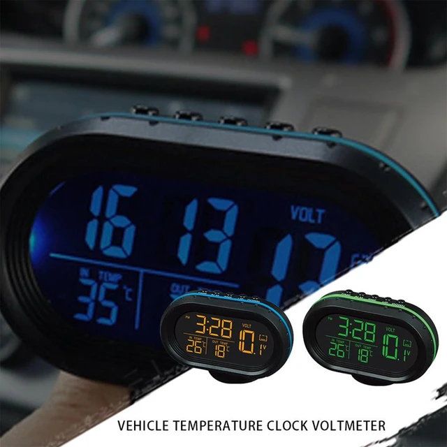 Reloj medidor multifuncional de temperatura y voltaje para coche,  voltímetro, termómetro, reloj electrónico luminoso para coche – Los mejores  productos en la tienda online Joom Geek