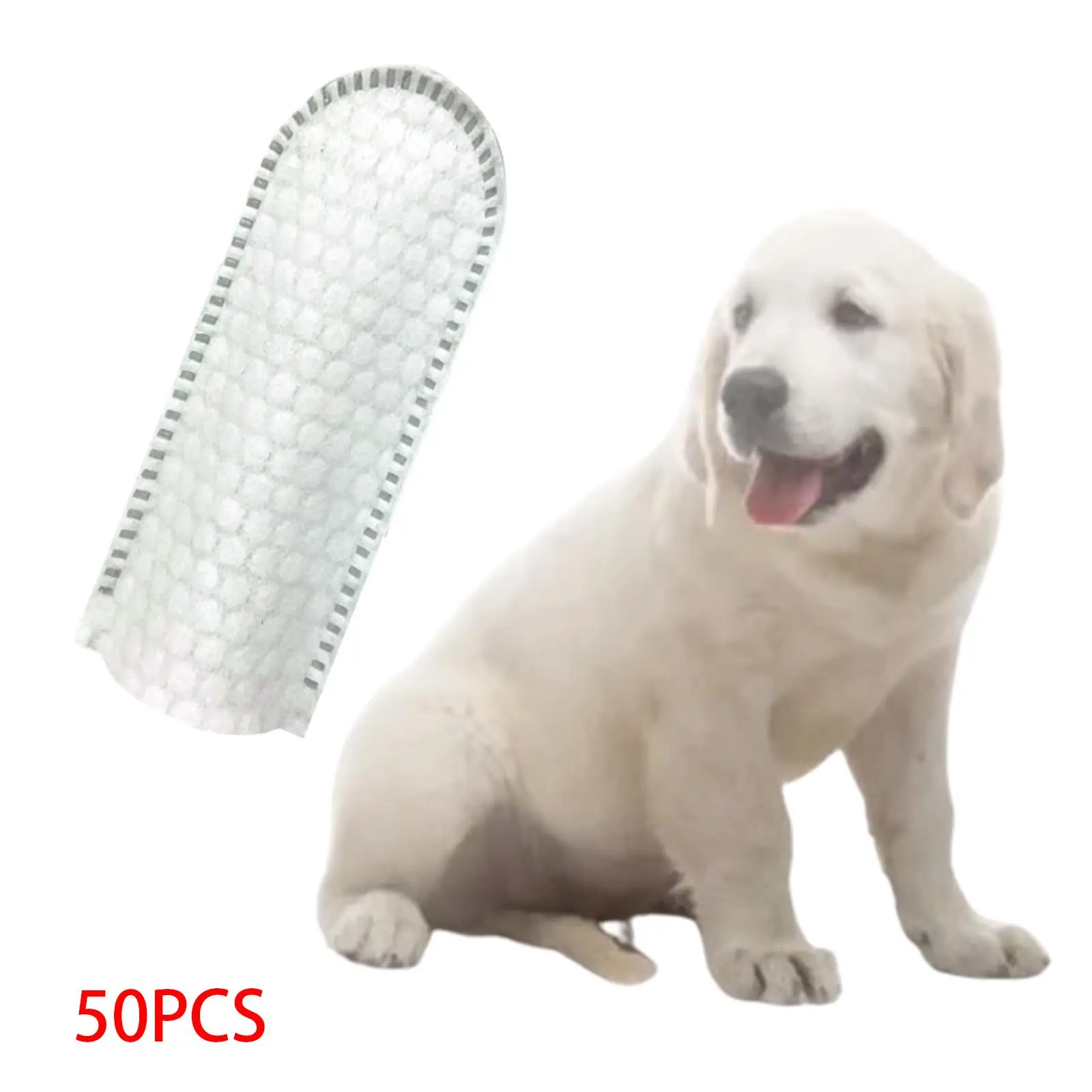 50Pcs Dog Teeth Finger Wipe Cat Wipe Pads Wet Wipe Cleaning Tool Finger Wet Wipe Remove for Puppy Remover Accessories