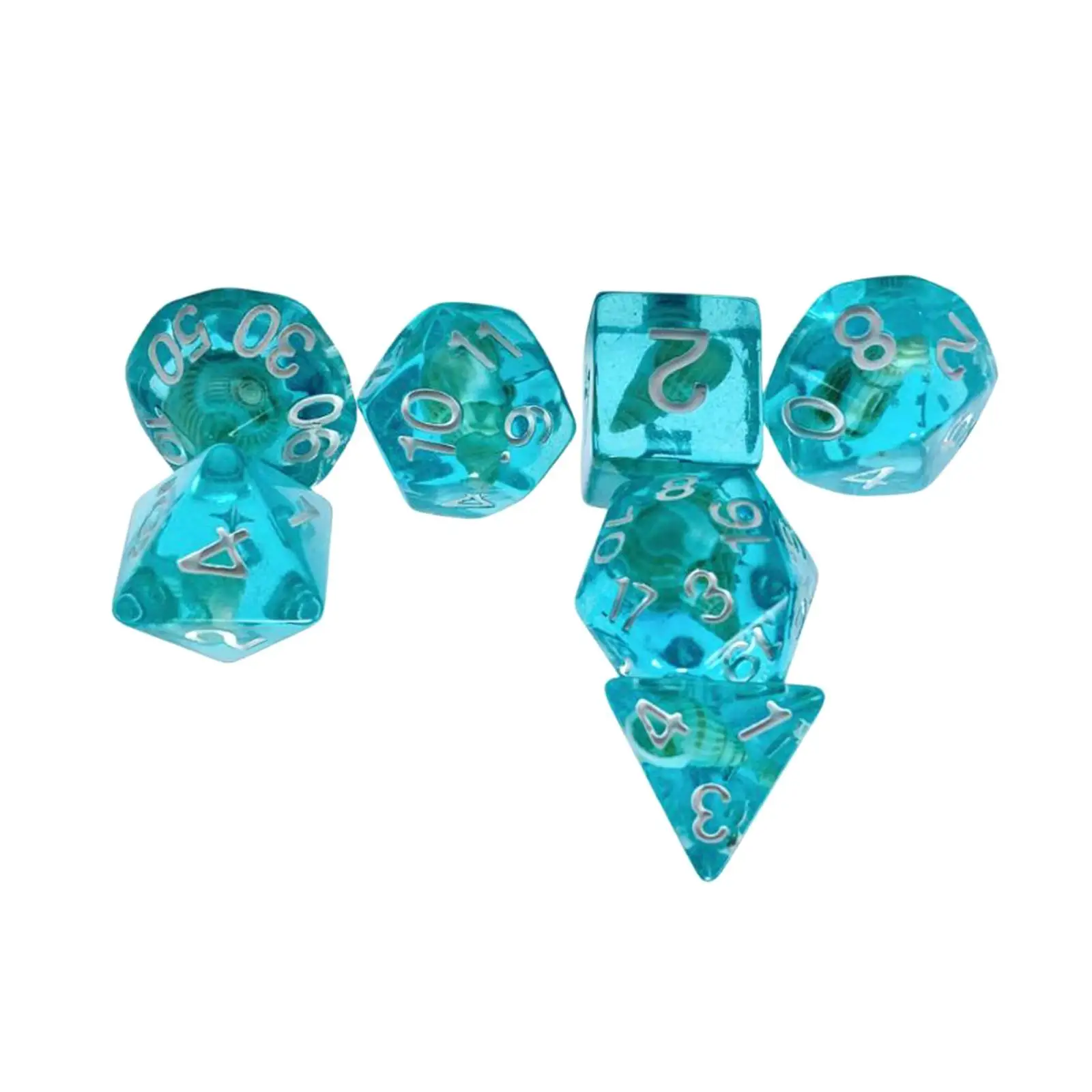 7Pcs Polyhedral Dices Set Party Supplies Entertainment Toys Translucent Teal for Card Games Party Game Card Game Board Game