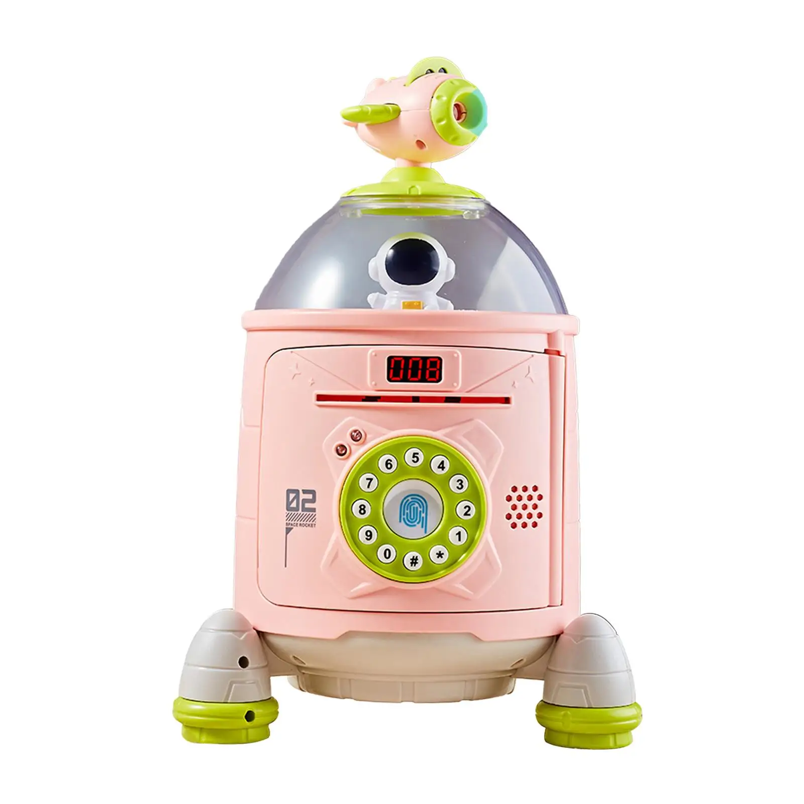 Rocket Piggy Bank with Fingerprint and Password Code Lock Birthday Gifts Home Ornament Learning Toy for Children Age 3-8 Years
