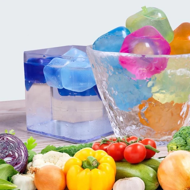 Cubitos de hielo reutilizables, piedras cuadradas enfriadoras de colores  rellenas con agua pura, cubos de hielo no diluidos para bebidas - AliExpress