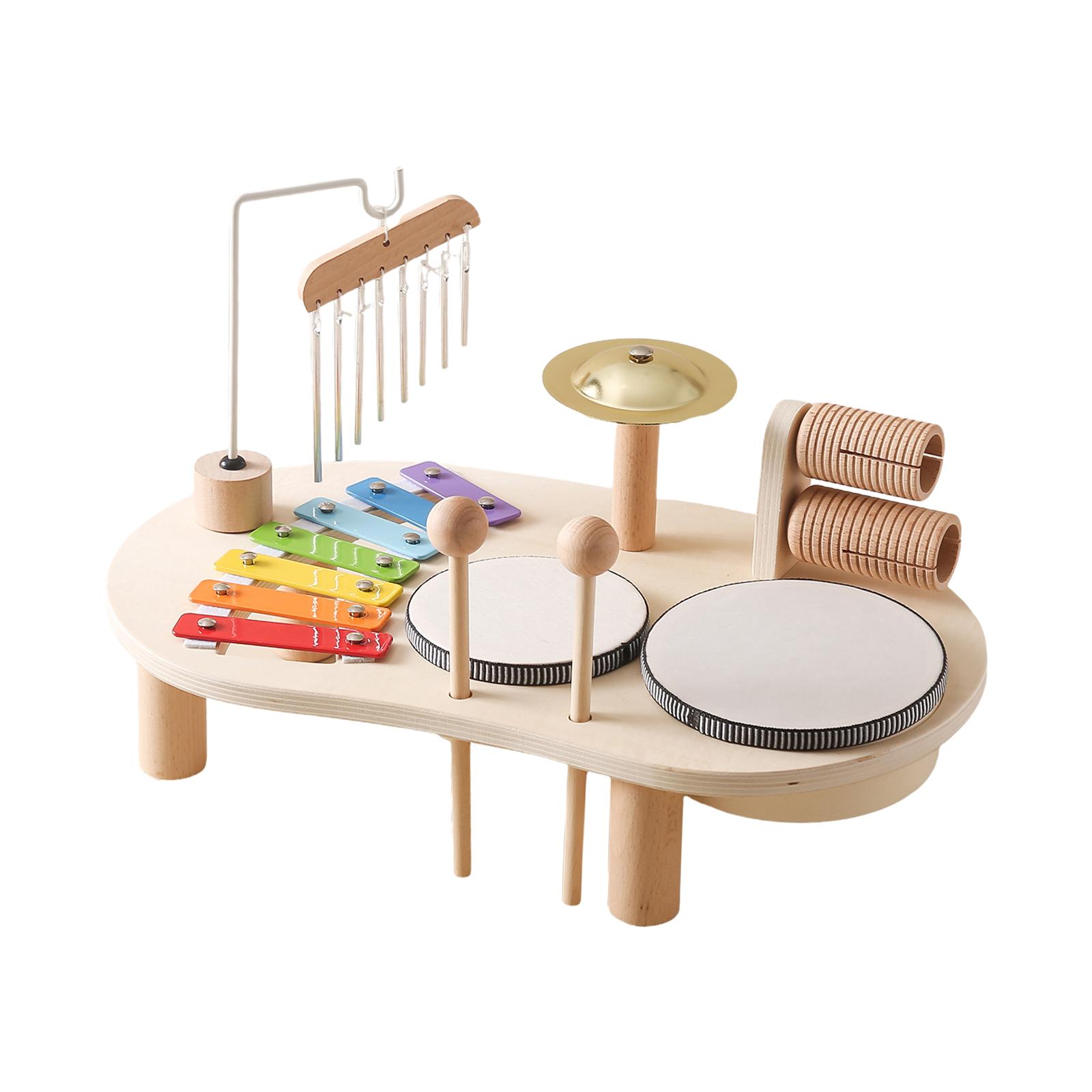 Kids Drum Set Wooden Musical Kits Hand Eye Coordination Musical Instrument Toys Sensory Educational Toys for Children