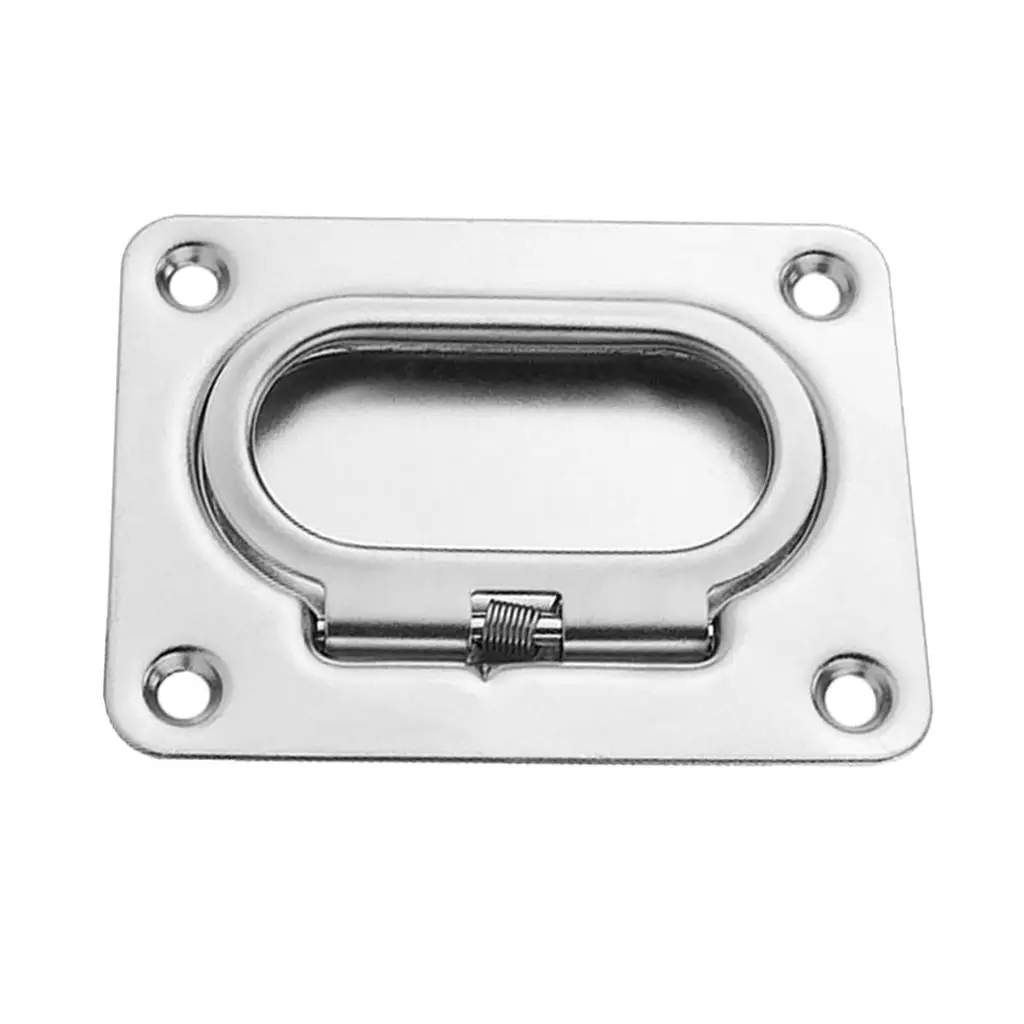 Marine RV Flush Latch Ring Handle Stainless Steel Spring Loaded