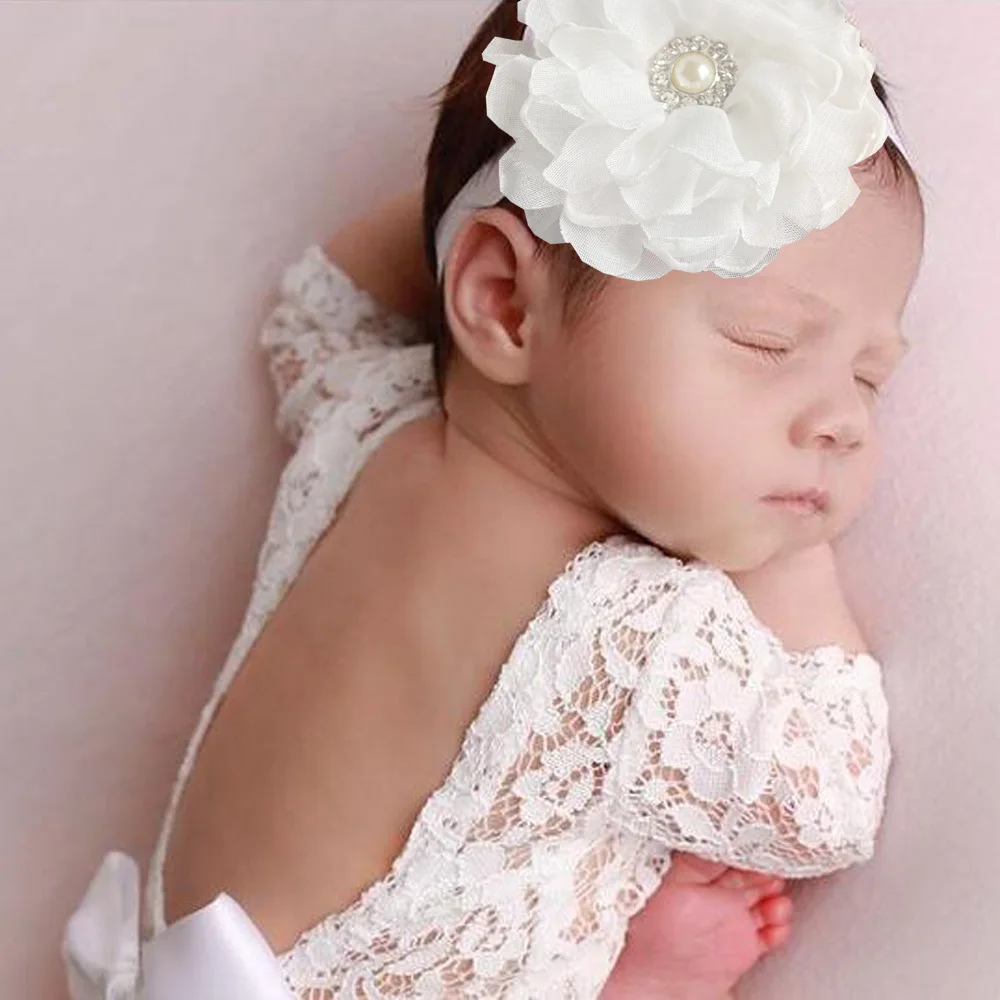 souvenirs for a newborn baby boy Newborn Costume Photography Clothes Girls Outfits Lace Flower Headband Open Back Triangle Romper New Born Photo Accessories Colorful ink stickers for kids