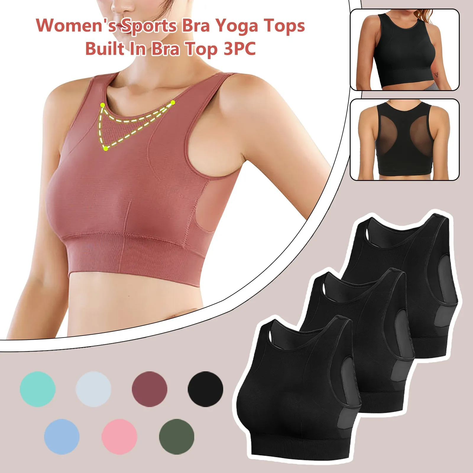 Camisoles for Women with Built in Bra,Basic Yoga Top Layering Tank Top  Padded Br