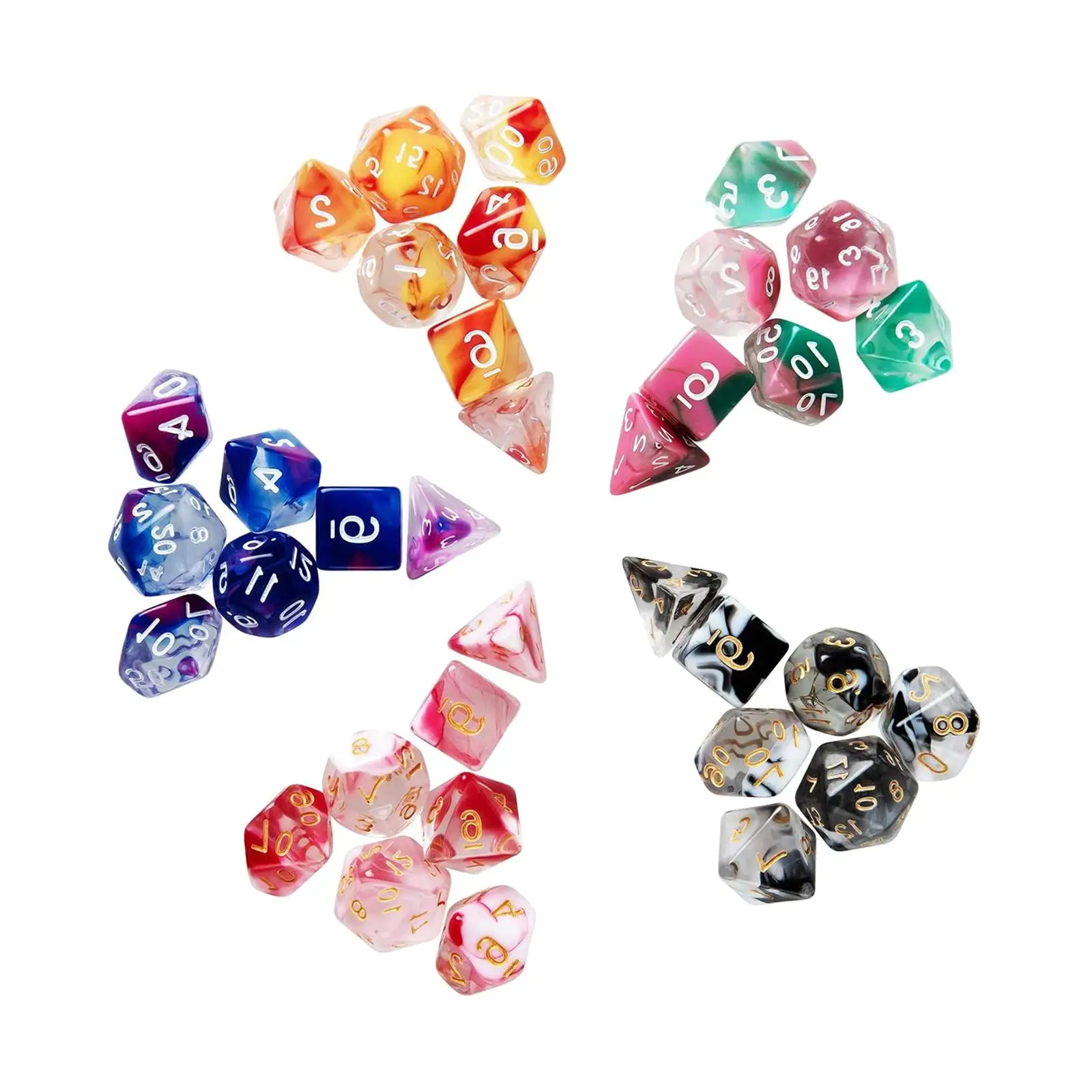 35x Acrylic Polyhedral Dices Set D4-D20 Party Toys for MTG Role Playing Board Game Classroom Accessories Math Teaching