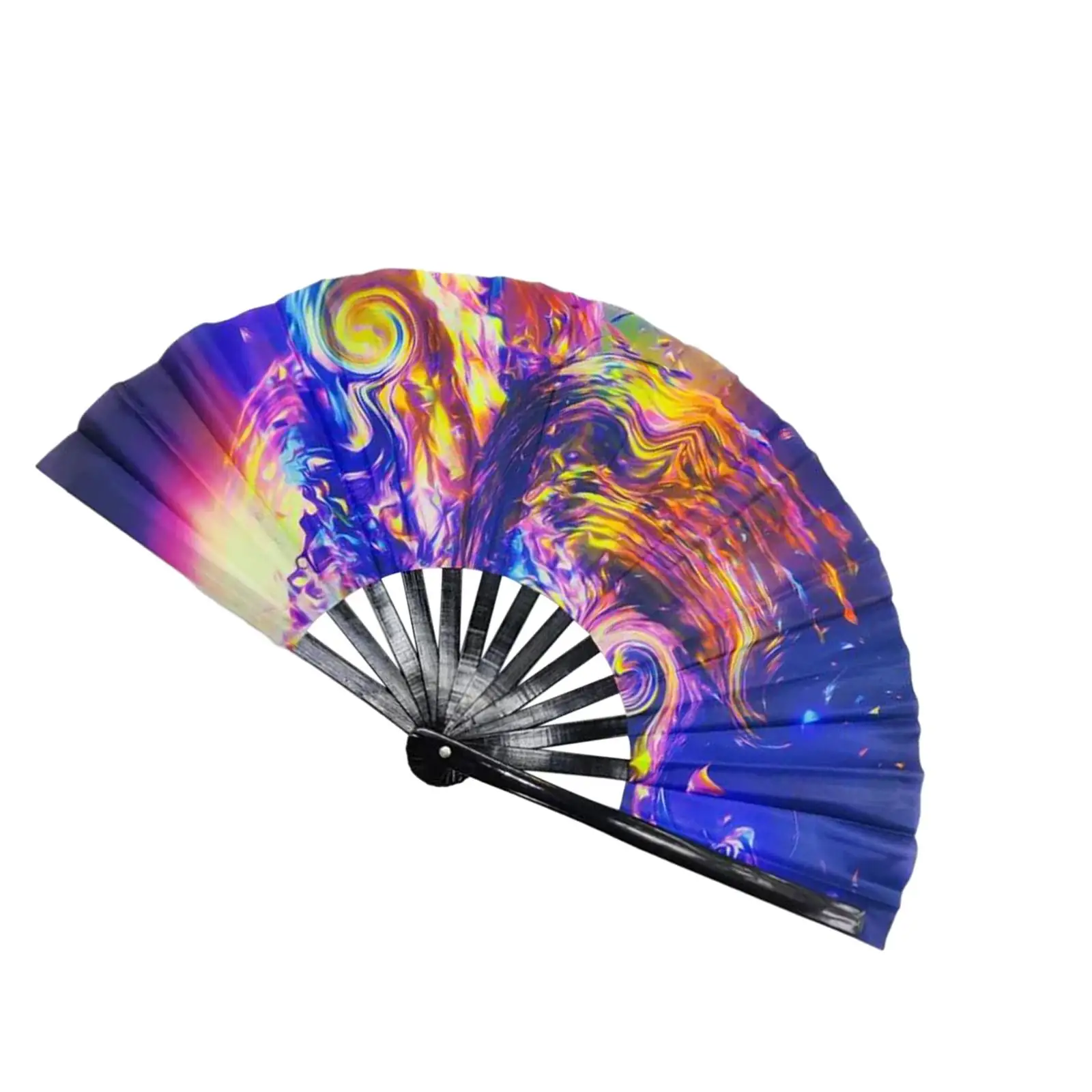 Large Rave Folding Hand Fan Fluorescent Effects Unisex Cosplay Folding Fan for Gift Martial Arts Fans Parties Roles Play Wedding