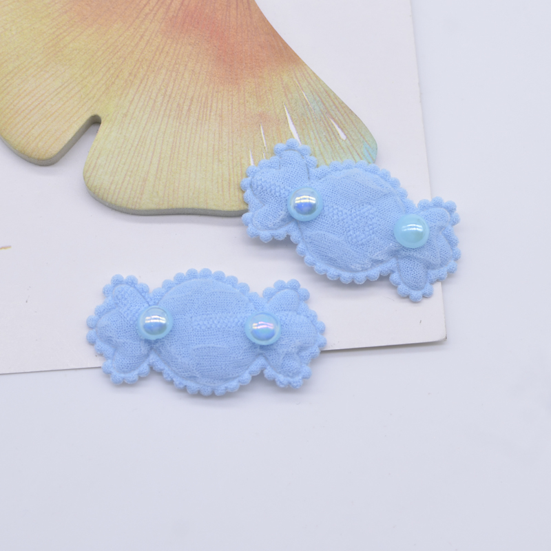 20 Stücke 40*20mm Tuch Süßigkeiten mit Perle für Kleidung Hut Patches Nähen Handwerk Socken Handschuhe Schuhe Aufkleber Kopfbedeckung Dekor Zubehör – Detail 5