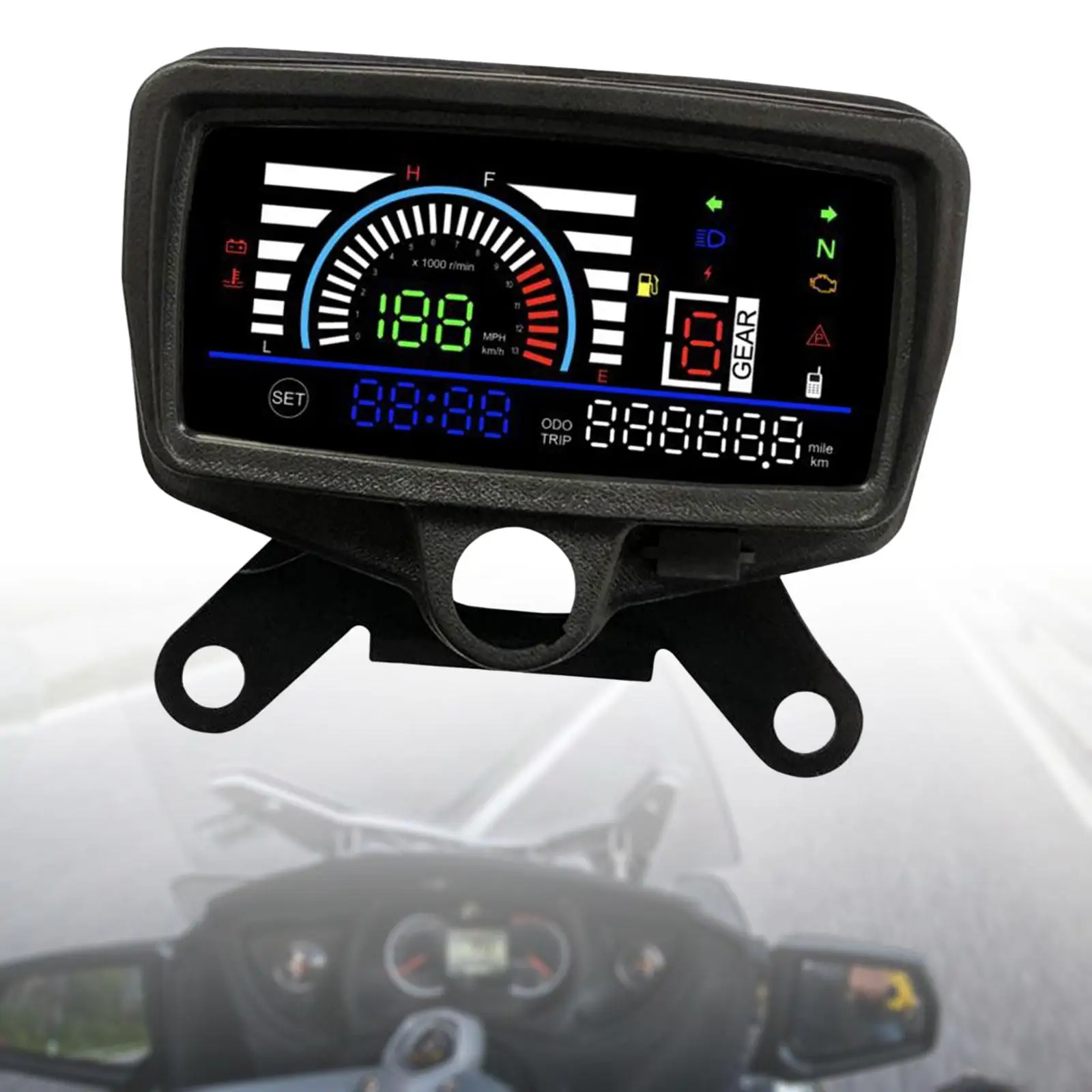 LCD Digital Speedometer 12V Odometer Gauge for CG125-Cg150 Replacement