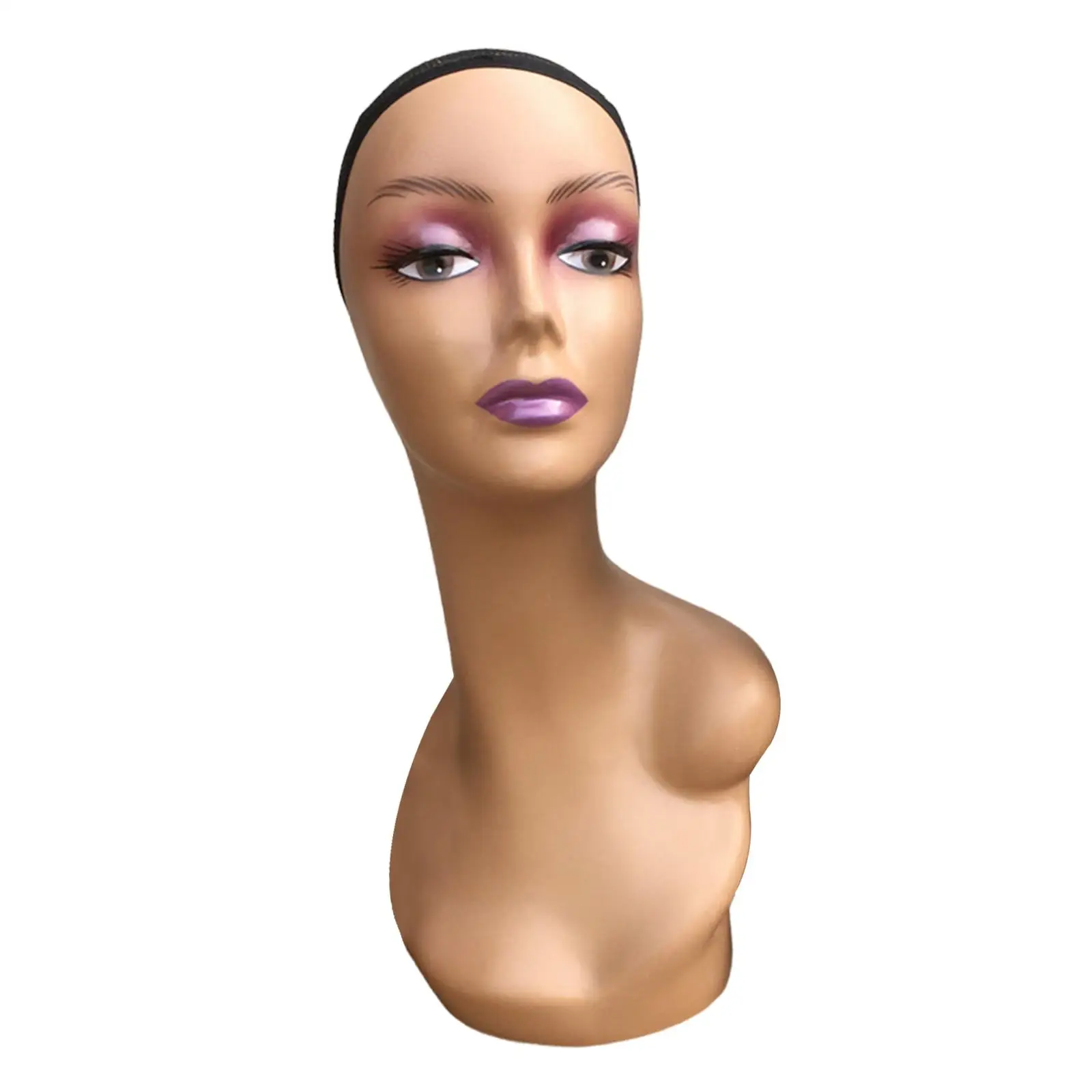 Female Mannequin Head Long Neck Professional Multipurpose 19inch Smooth Manikin for Wigs Making Necklace Hats Hairpieces Jewelry