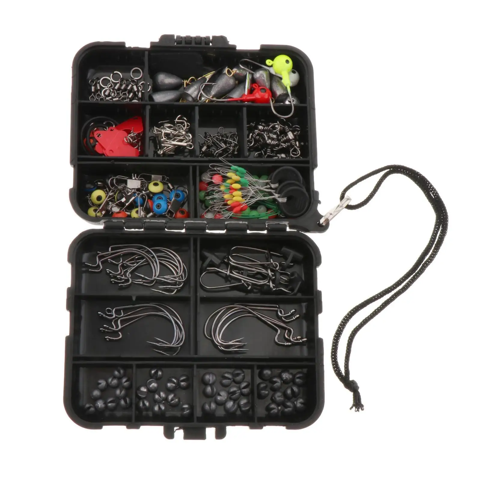 208Pcs Fishing Accessories Set with Tackle Box  Swivels Jig  Hooks