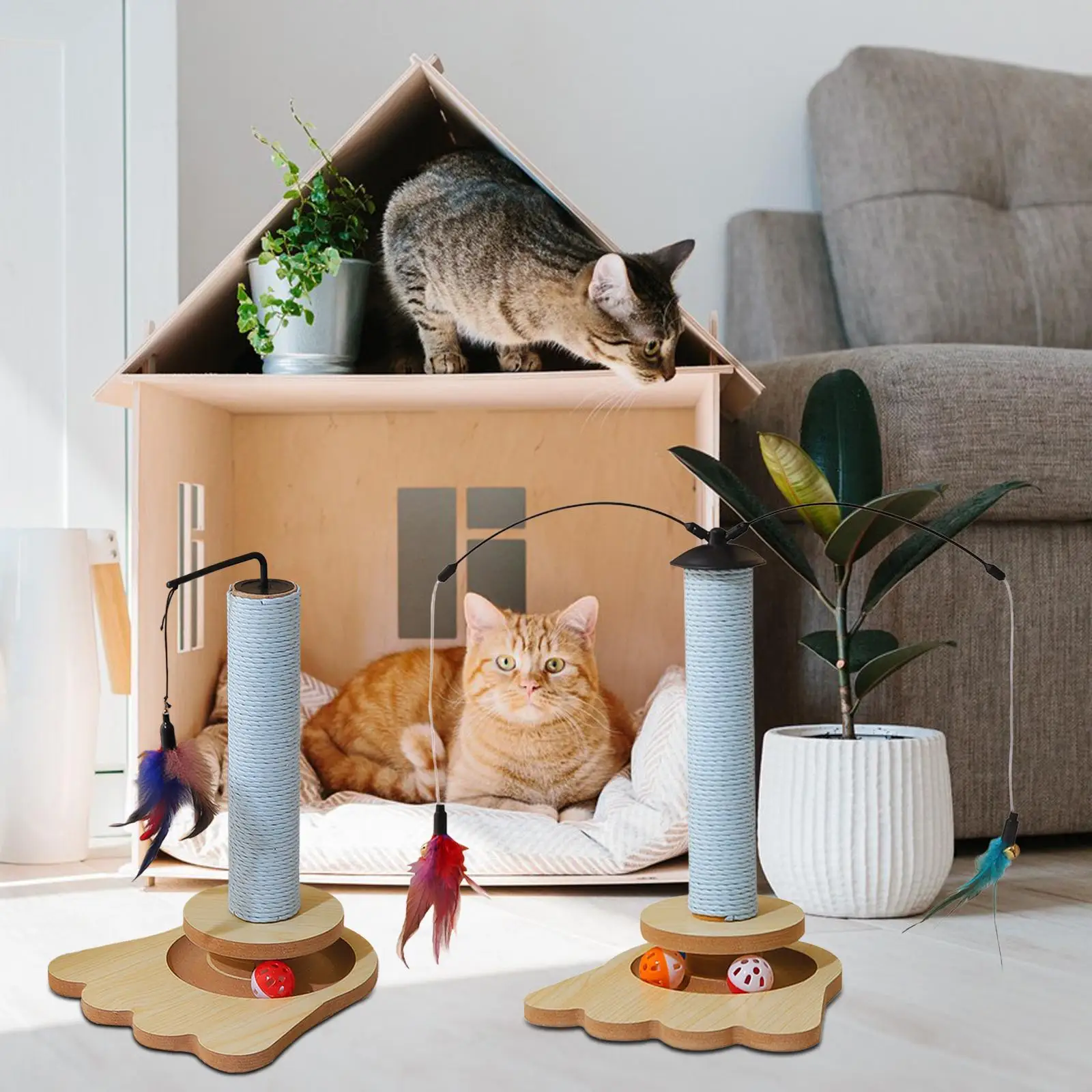 Cat Toy Kitten Interactive Toy Sisal Column Tower Grind Claw Cat Scratcher Carpets Sofa Protector Pet Supplies Cat Accessories
