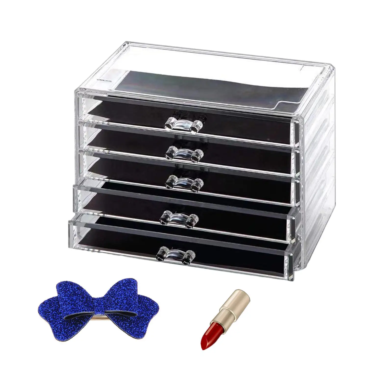  Organizer Skin Care Cosmetic Display Case Storage Box Make up Container with 5 Drawers for Bathroom