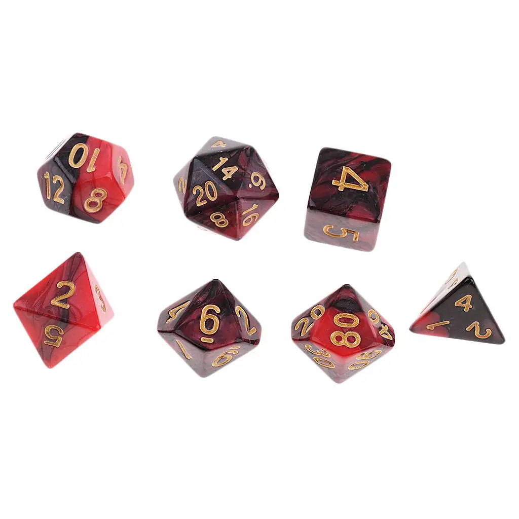 7x Traditional Board Game  Set Acrylic D20-D4 for Gaming  Supply 