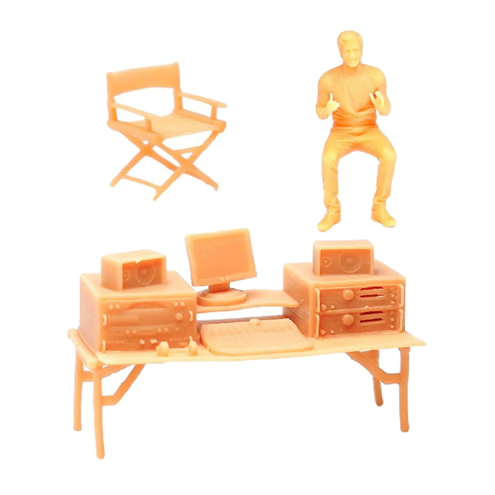 Resin 1/64 People Figures Miniature People Model Chair Model Desk Model for