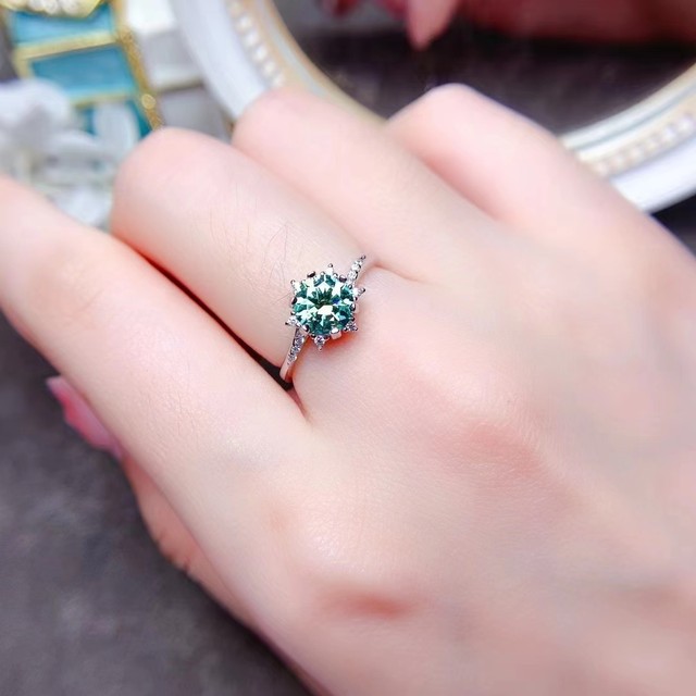 VVS1 outlets Certified 2.26 Ct. Genuine Green Fire Moissanite Ring