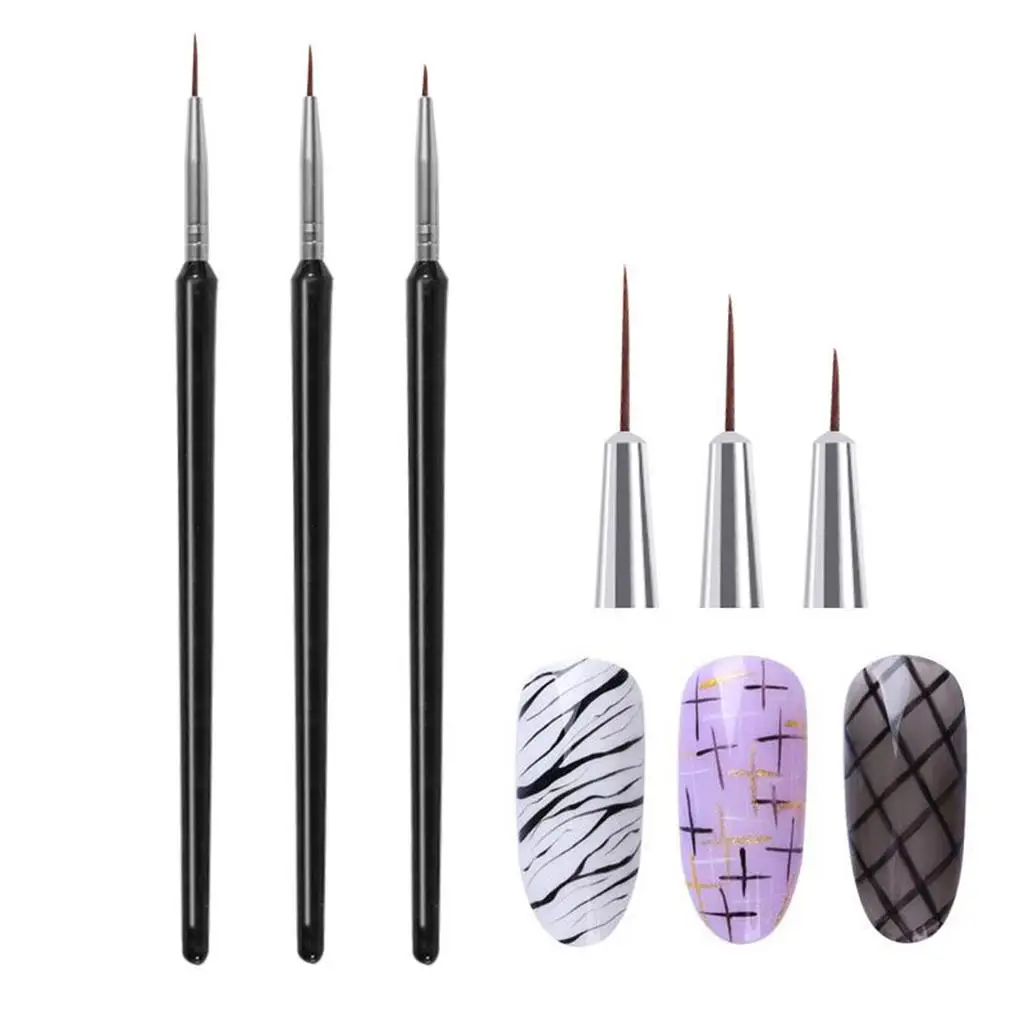 3x Professional Nail Art Pen Set Painting Drawing Petals DIY Dotting Salon Use Home